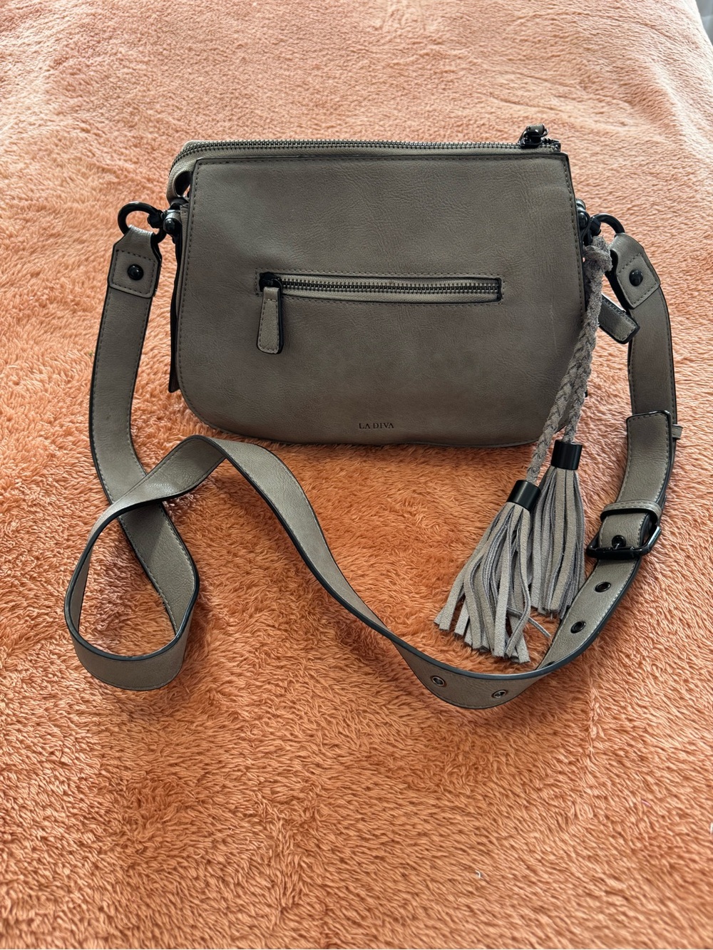 Ladiva Women's Gray Suede & Leather Crossbody Shoulder Bag - - Picture 3 of 16